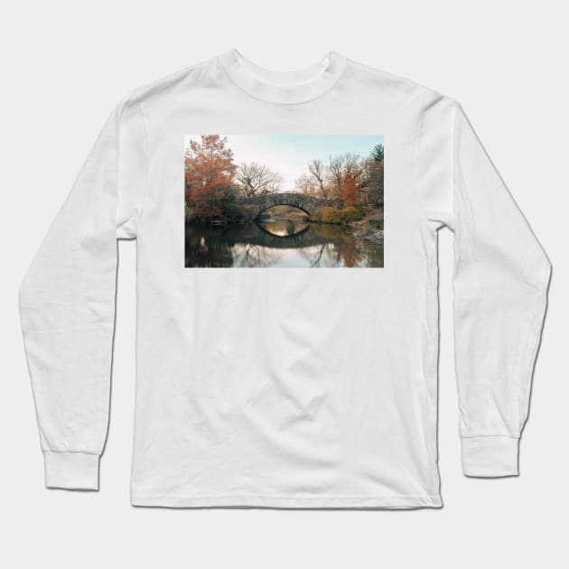 Central Park Bridge Reflection Long Sleeve T-Shirt by igjustin